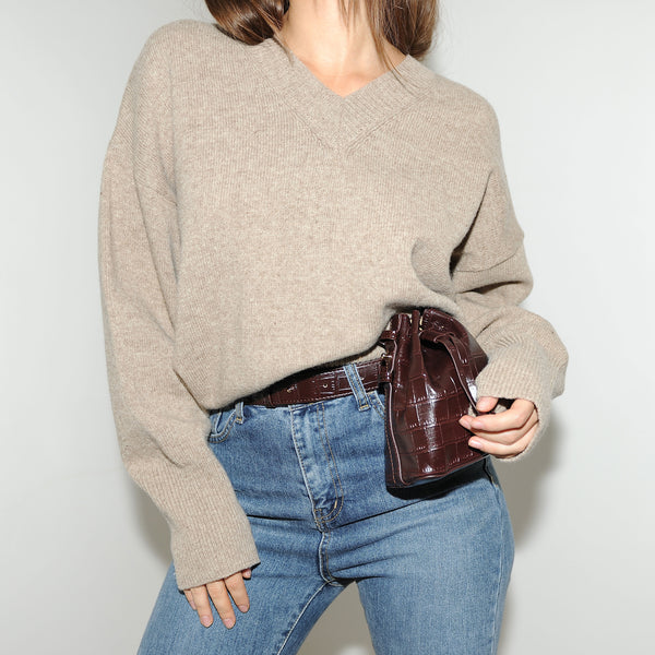 Brown Croc Bucket Belt Bag - Marble Hive