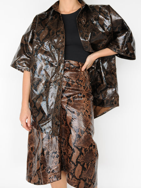 Brown Python Print Shirt - Marble Hive