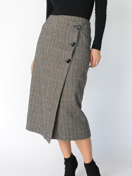 Buttoned Wrap Midi Skirt - Marble Hive