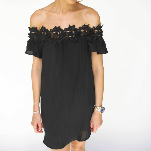 Black Off Shoulder Dress - Marble Hive