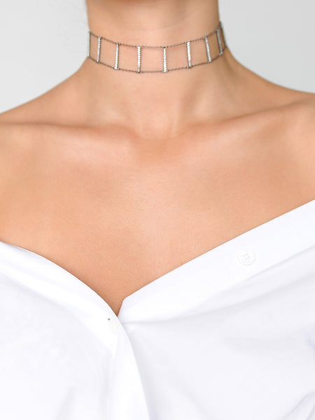 Reversible Real Black Choker - Marble Hive