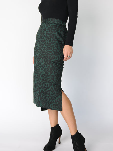 Green Leopard Print Pencil Skirt - Marble Hive
