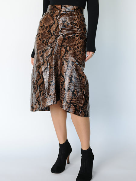 Brown Python Print Skirt - Marble Hive