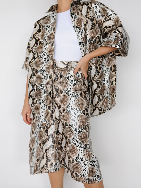 Beige Python Print Shirt - Marble Hive