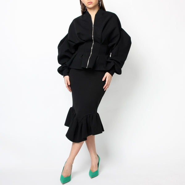 Black Frill Pencil Skirt - Marble Hive