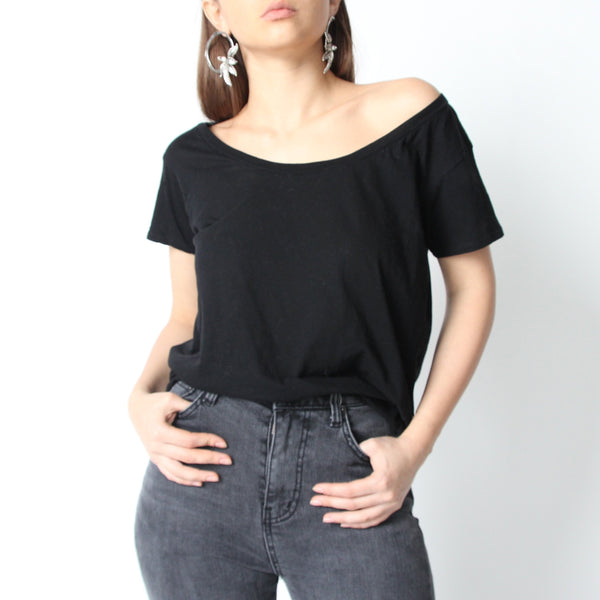 Black Off Shoulder T-shirt - Marble Hive