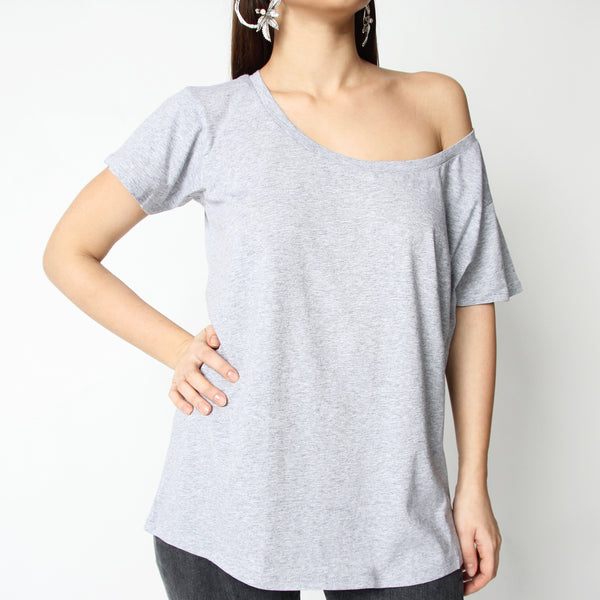 Grey Off Shoulder T-shirt - Marble Hive
