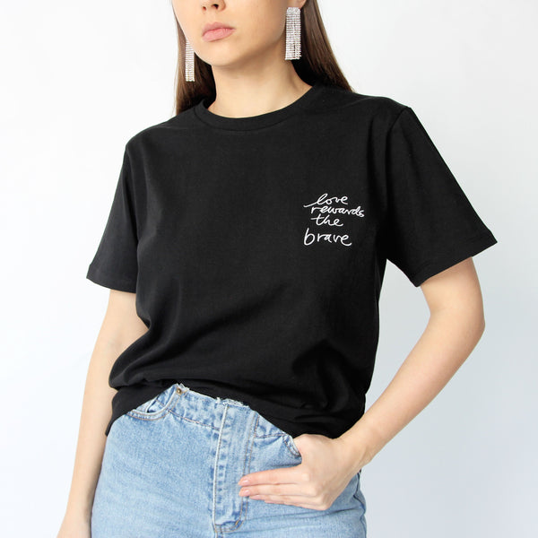 Love Rewards The Brave Black T-shirt - Marble Hive