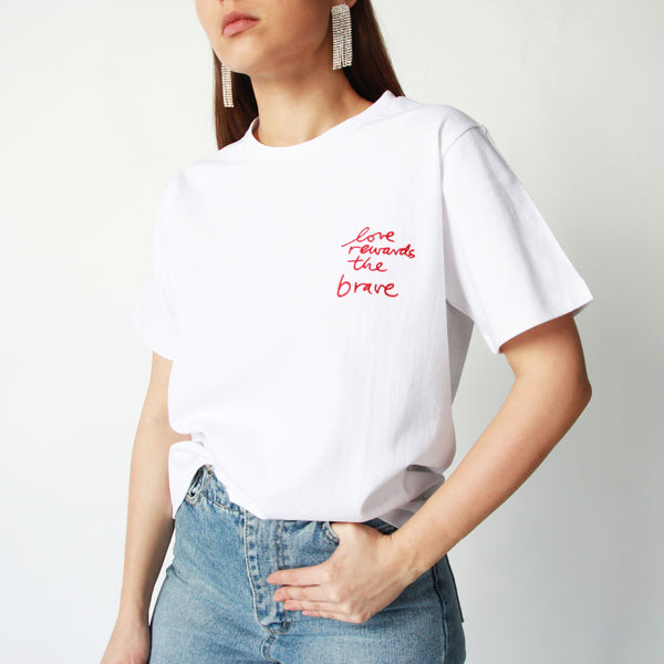 Love Rewards The brave White T-shirt - Marble Hive