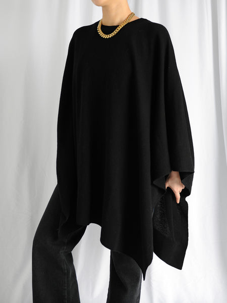 Black Knit Poncho - Marble Hive