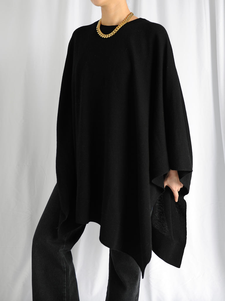 Black Knit Poncho - Marble Hive
