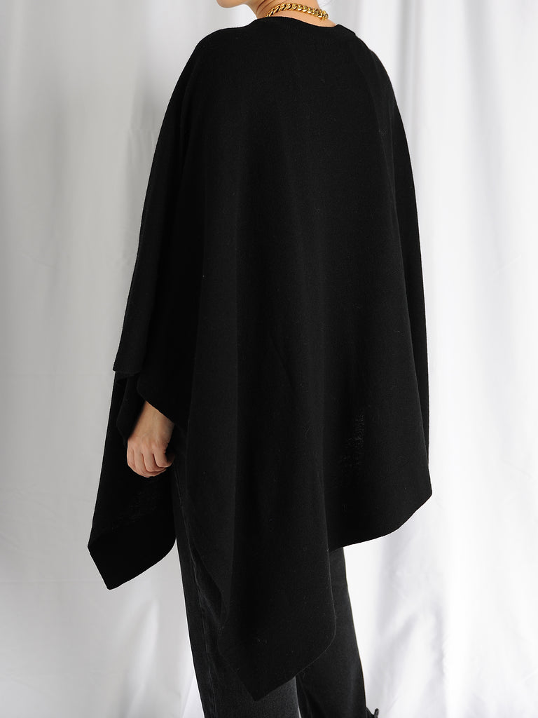 Black Knit Poncho - Marble Hive