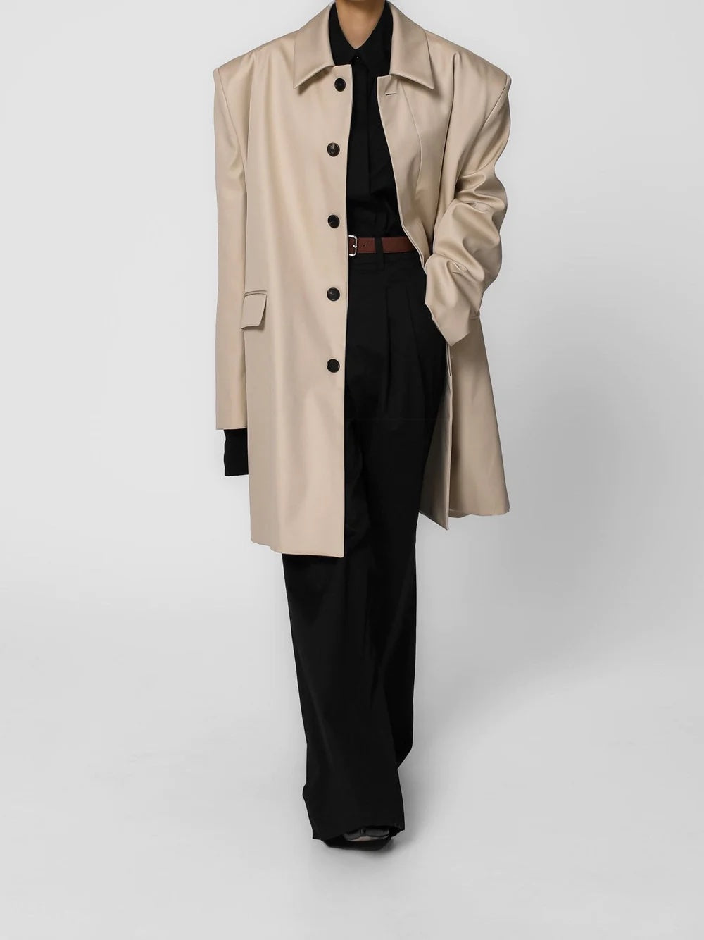 Beige Shoulder Padded Oversized Trench Coat – Marble Hive Beige Shoulder Padded Oversized Trench Coat – Marble Hive