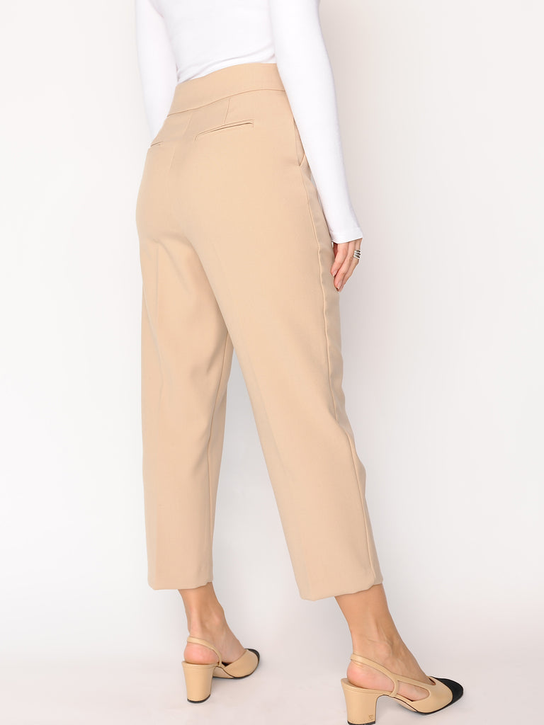 Beige Cropped Pants - Marble Hive