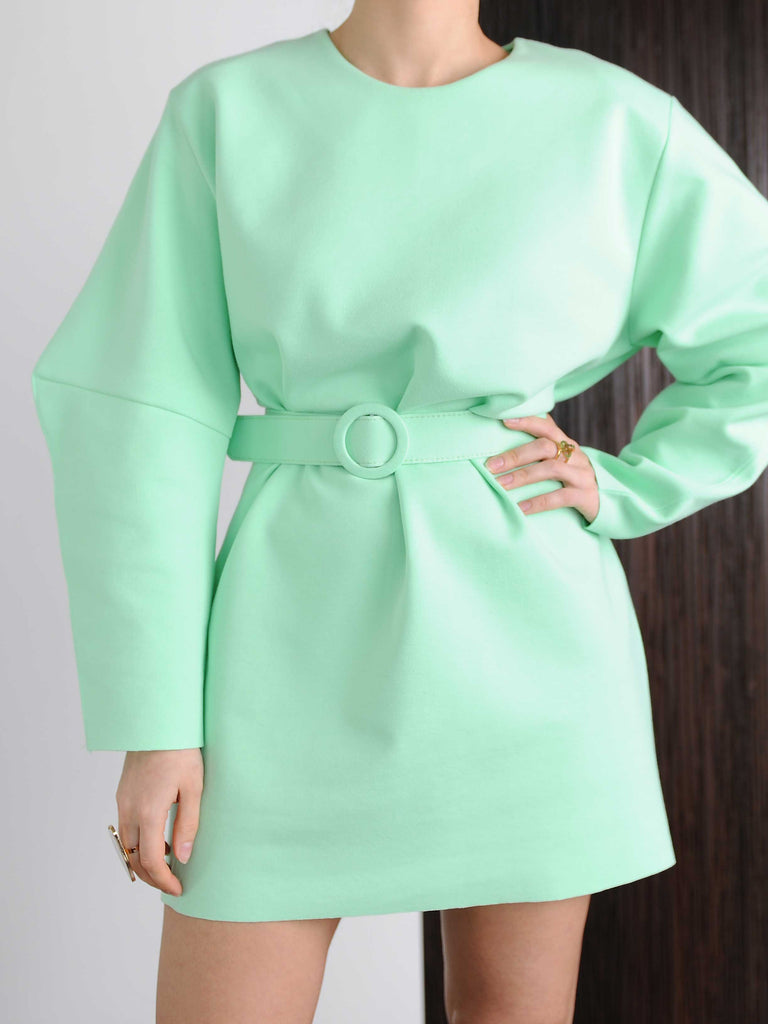 Mint Belted Dress - Marble Hive