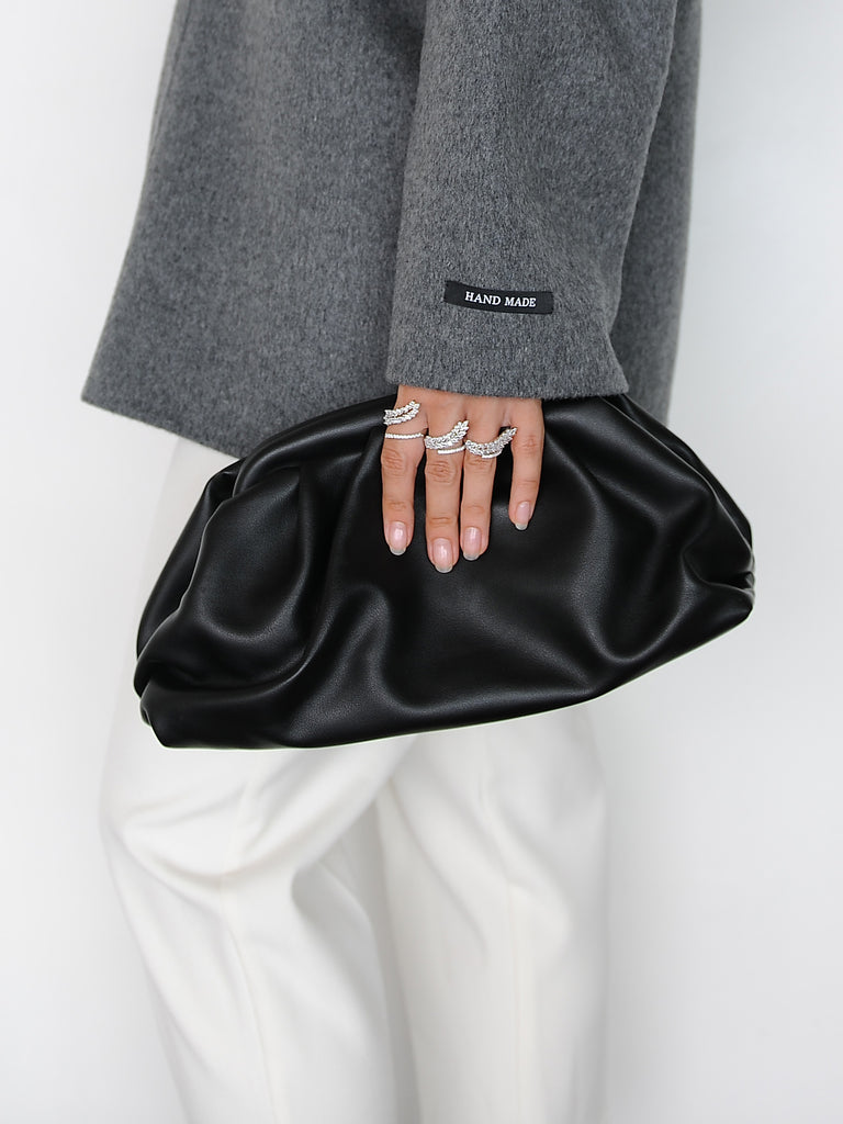 Black Frame Leather Clutch - Marble Hive