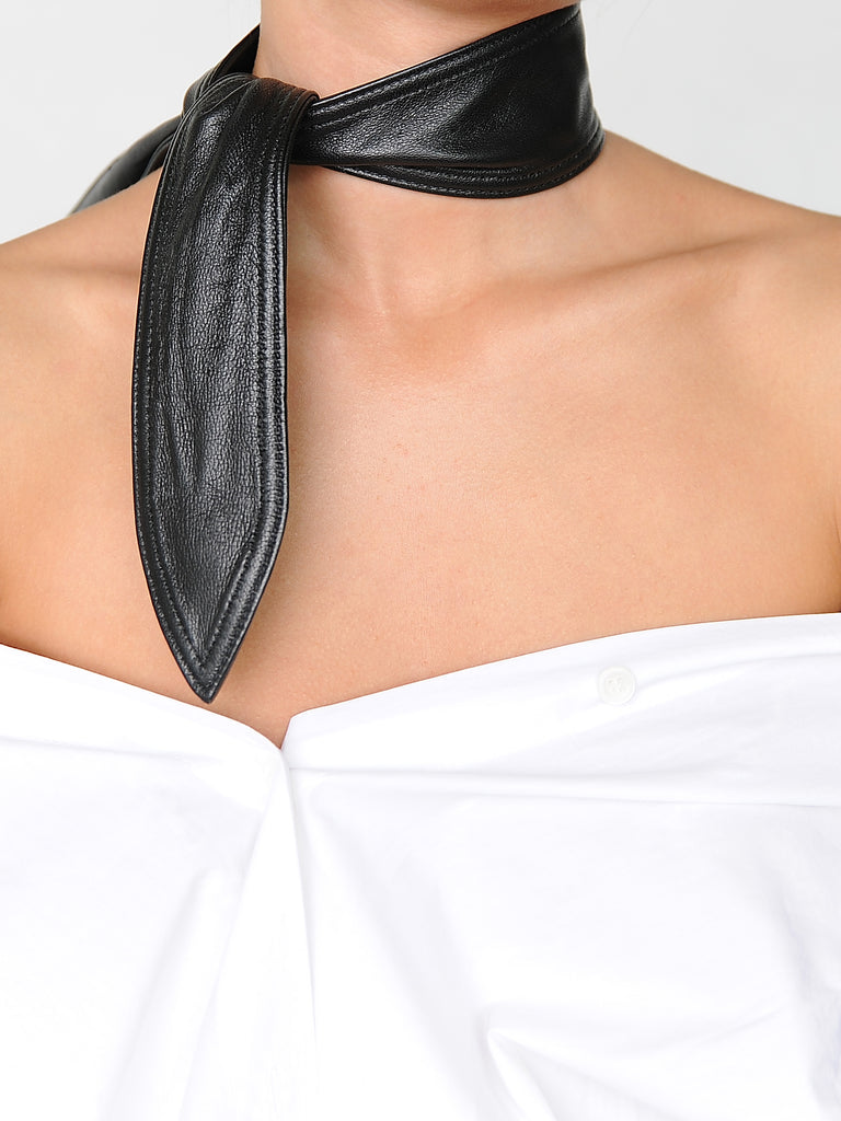 Black Leather neck tie/scarf - Marble Hive