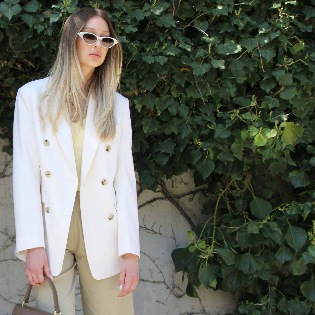 Ivory Marble Button Blazer - Marble Hive
