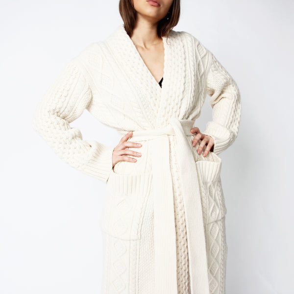 Cable Knit Ivory Cardigan - Marble Hive