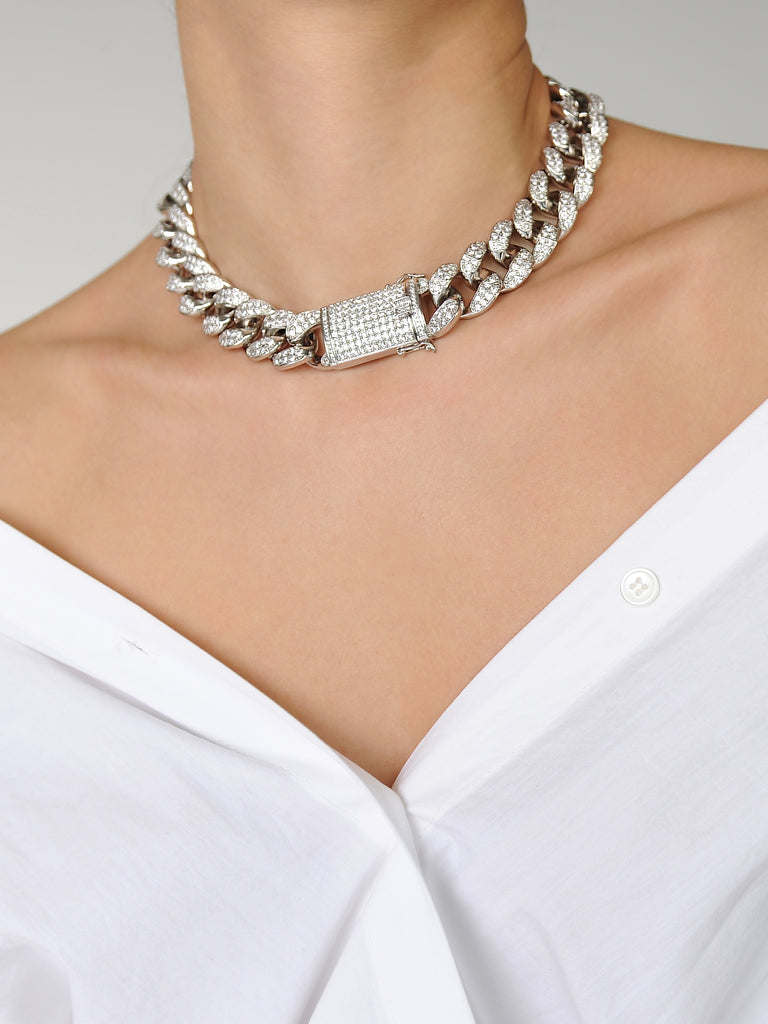 Chunky Lock Chain Necklace - Marble Hive