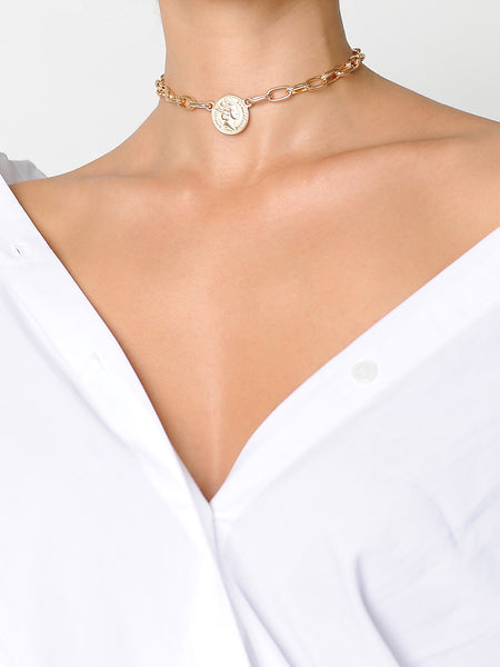 Gold Chain Coin Necklace - Marble Hive