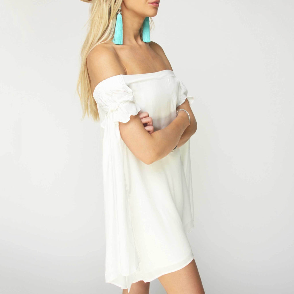 White Off Shoulder Dress - Marble Hive