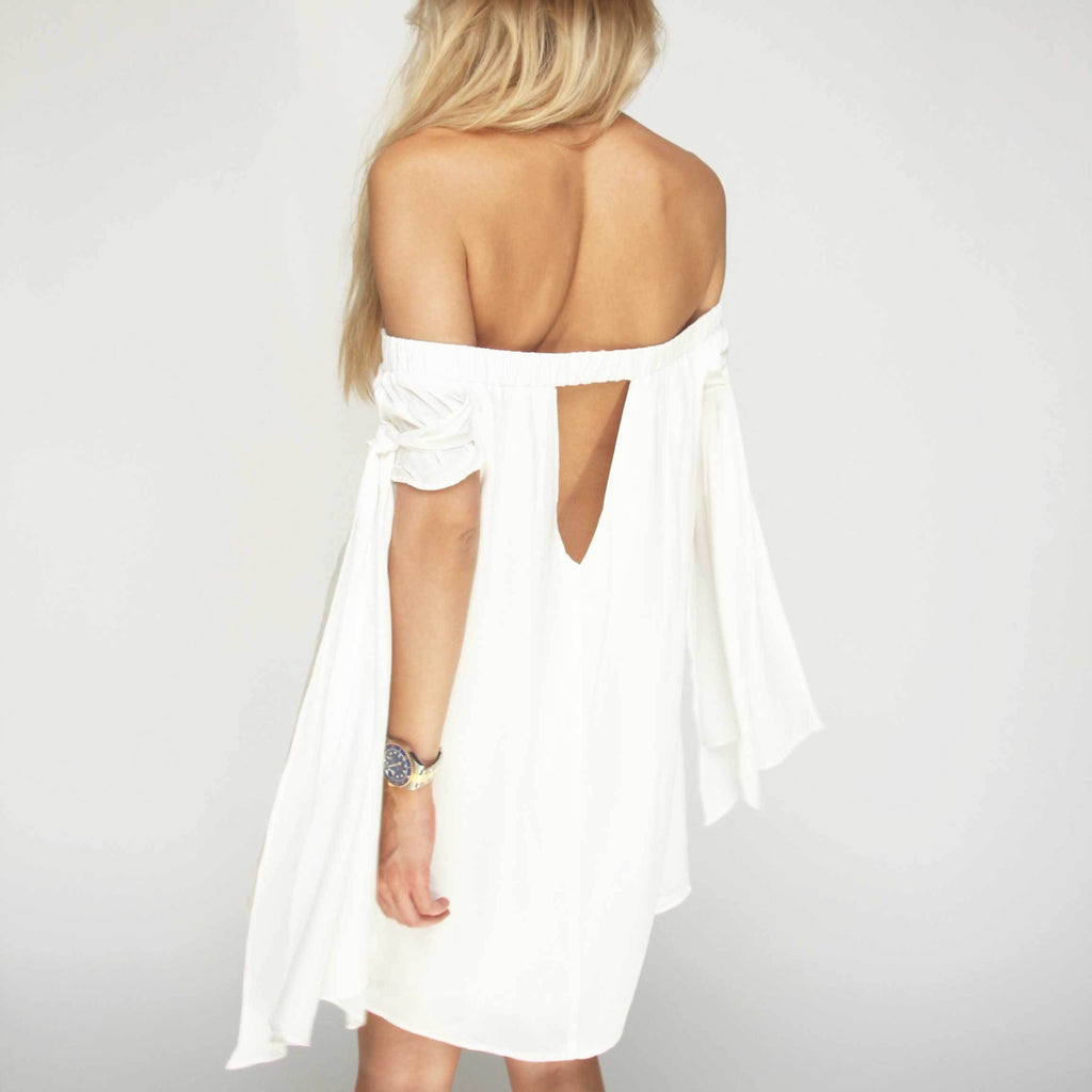 White Off Shoulder Dress - Marble Hive