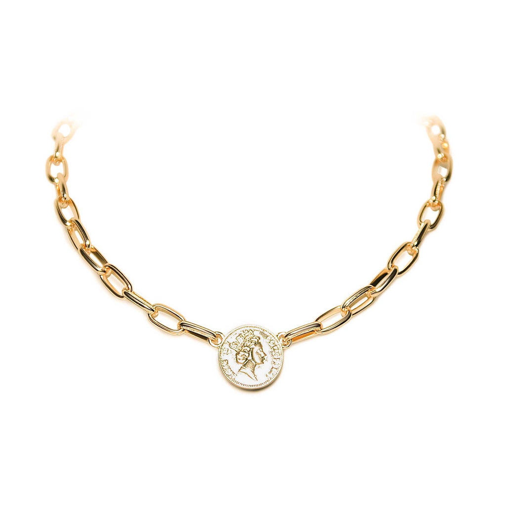 Gold Chain Coin Necklace - Marble Hive