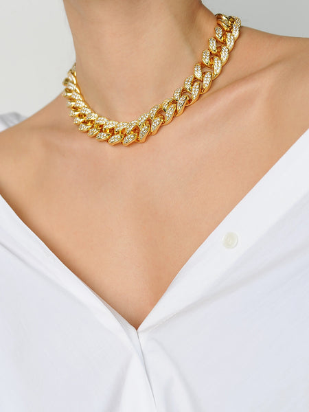 Gold Chunky Lock Chain Necklace - Marble Hive