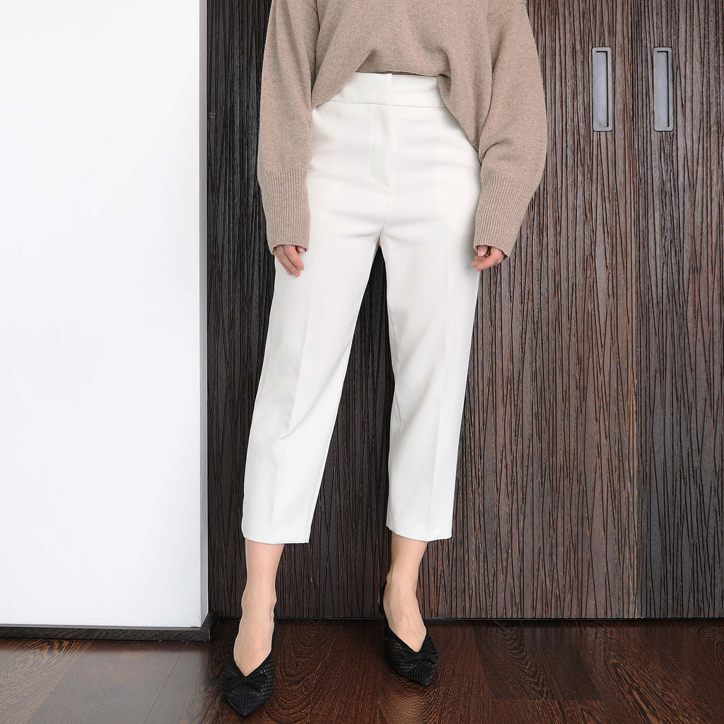 Ivory Tailored Cropped Pants - Marble Hive