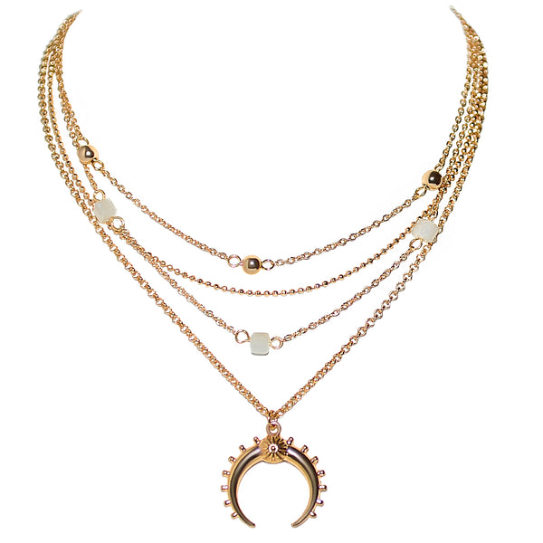 Multi Layered Horn Necklace - Marble Hive