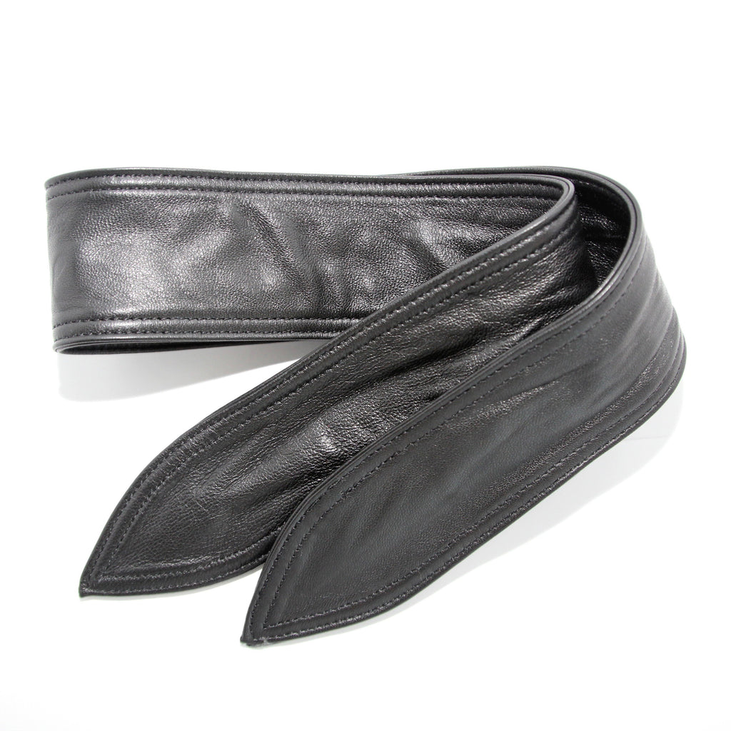 Black Leather neck tie/scarf - Marble Hive
