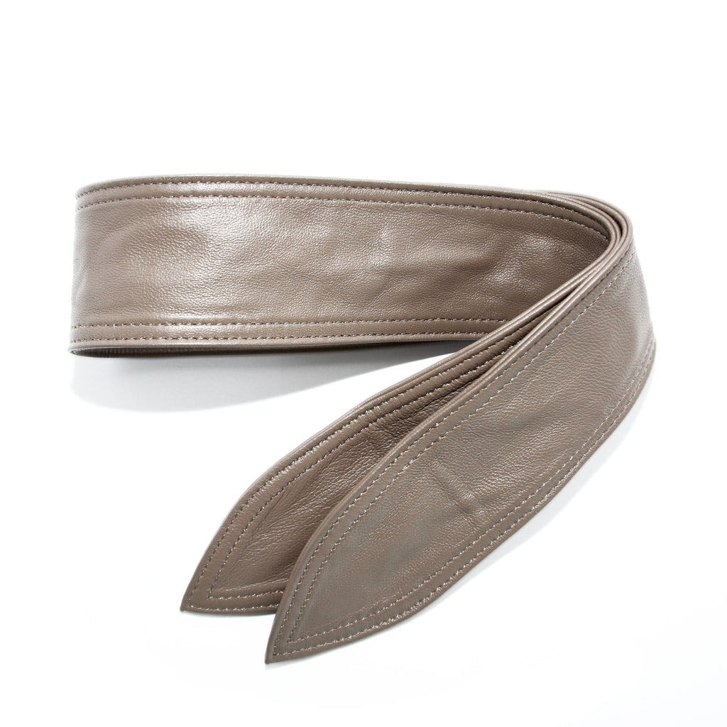 Beige Leather neck tie/scarf - Marble Hive