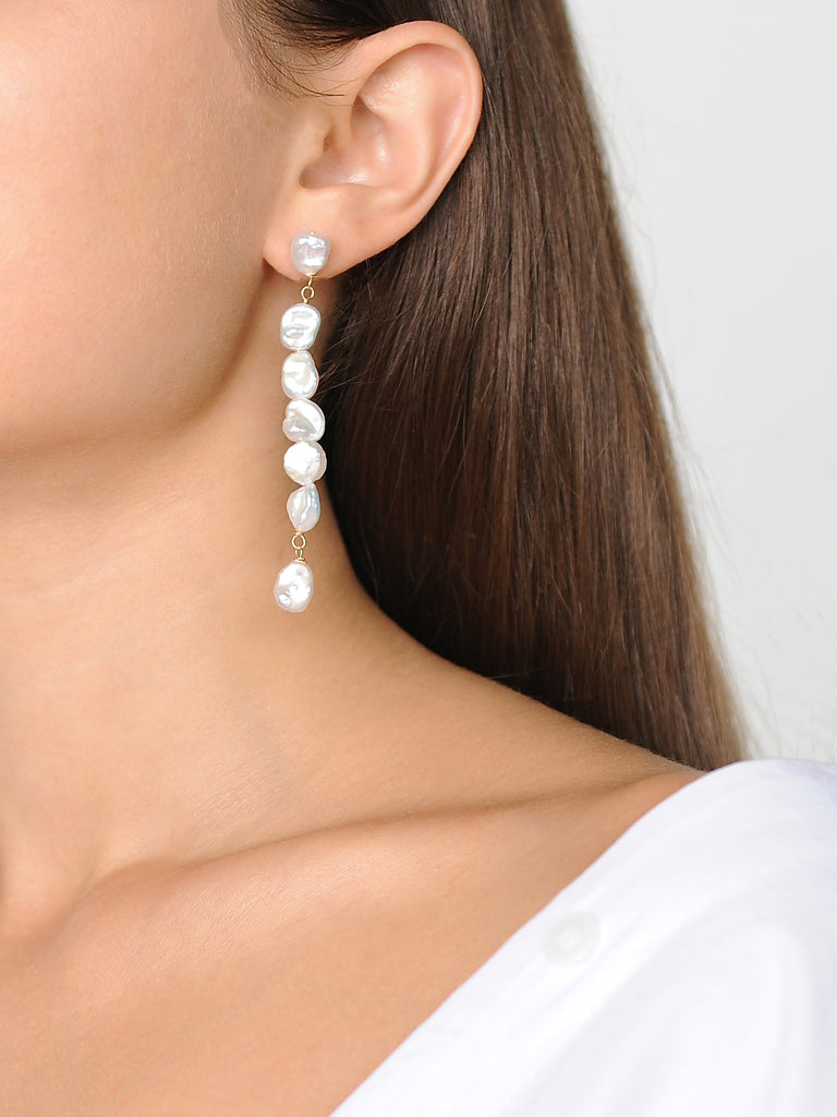 Natural Baroque Pearl Earrings - Marble Hive