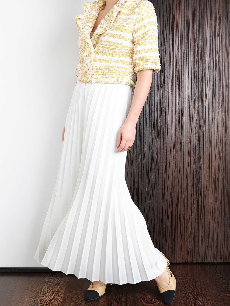 Ivory Pleated Wide Leg Pants - Marble Hive