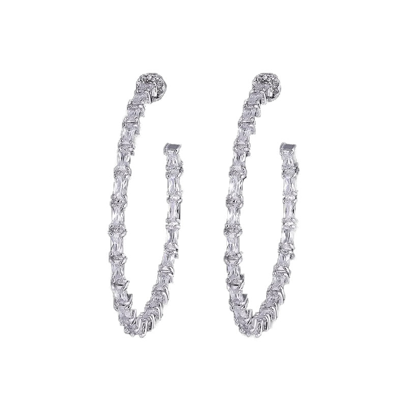 Silver Crystal Hoop Earrings - Marble Hive