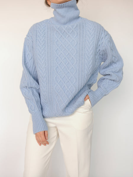 Sky Blue Turtleneck Sweater - Marble Hive
