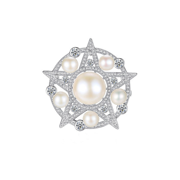Crystal Pearl Star Brooch - Marble Hive