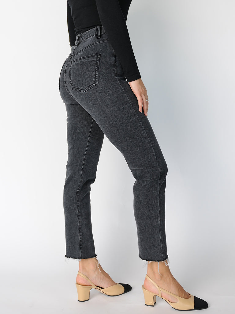 Grey High Waisted Jeans - Marble Hive