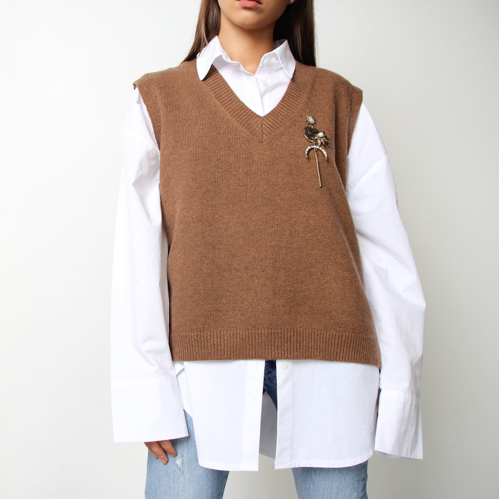 Brown Wool Knit Vest - Marble Hive