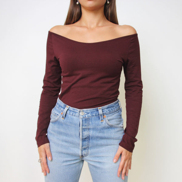 Long Sleeve Burgundy Top - Marble Hive