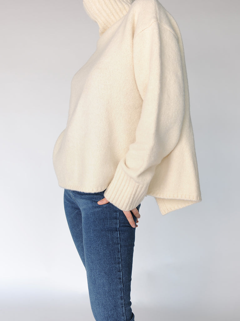 Two Way Turtleneck Slit Sweater - Marble Hive