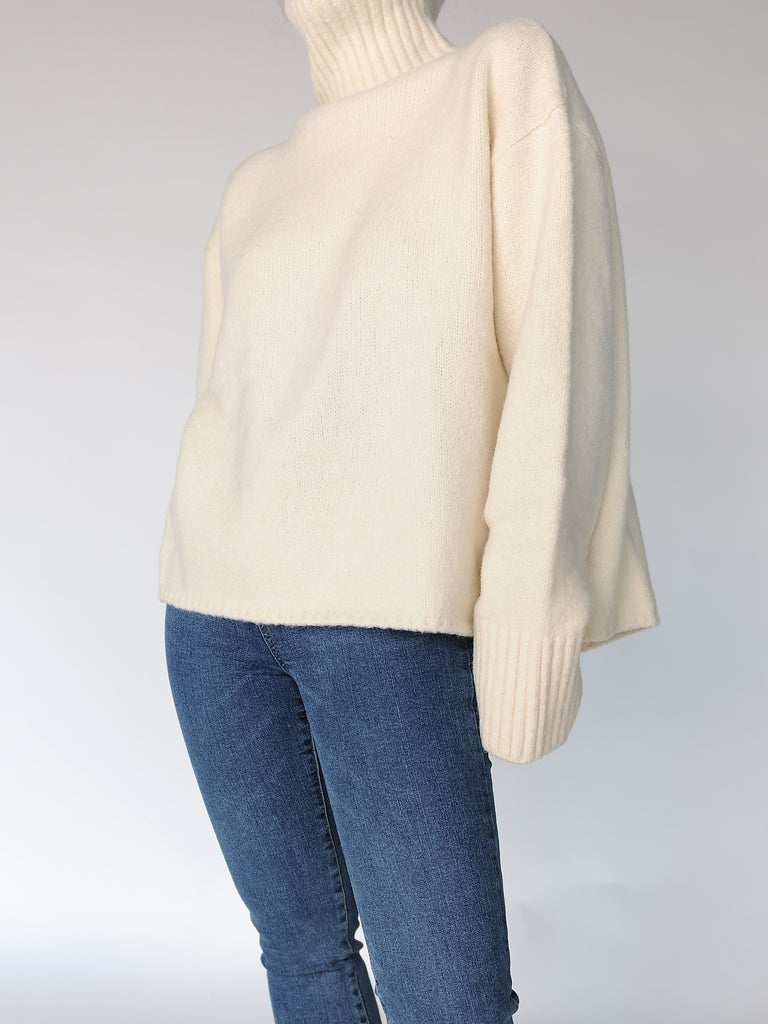 Two Way Turtleneck Slit Sweater - Marble Hive