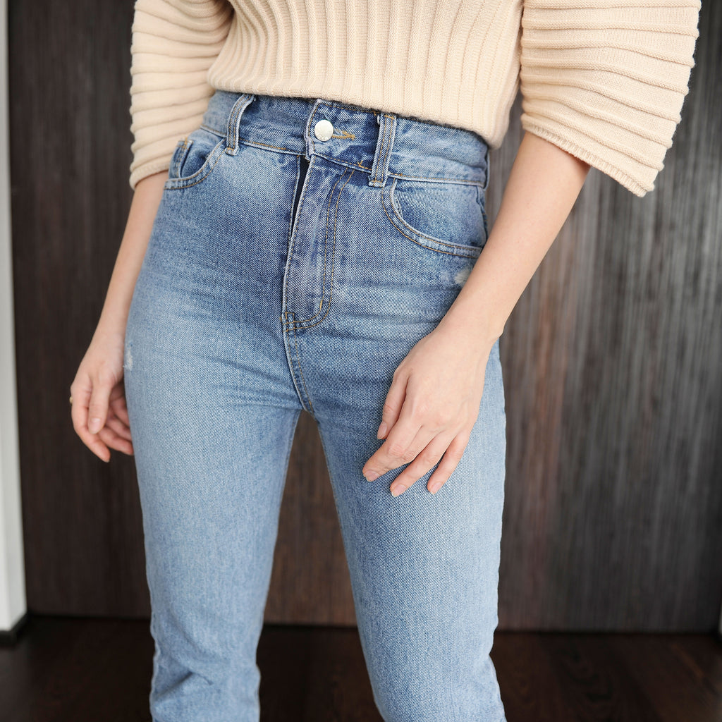 Vintage Inspired Denim High Waisted Pants - Marble Hive